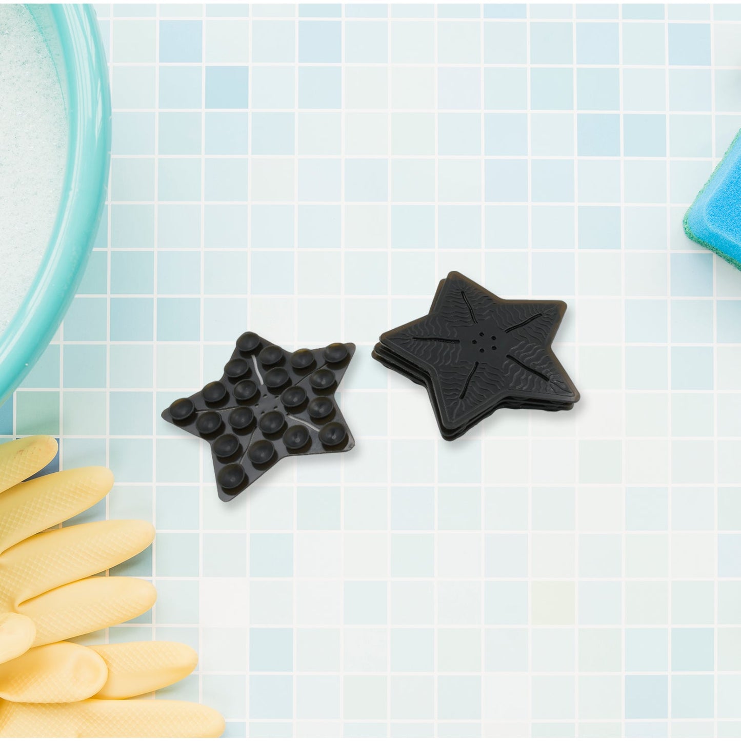 Mini Pvc Anti-Slip Bat Mat Non Slip Baby Bath Mats, Mini Child Safety Anti Slip Shower Mats Star Shaped for Kids (4 pc Set)